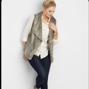 NEW Gray Maurice Faux Fur Vest